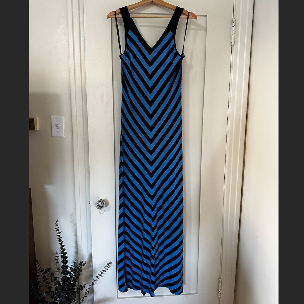 Kenneth Cole Stripe Cross Back Maxi Dress
